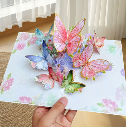 🦋 Vibrant 3D Butterfly & Daisy Pop-Up Greeting Card