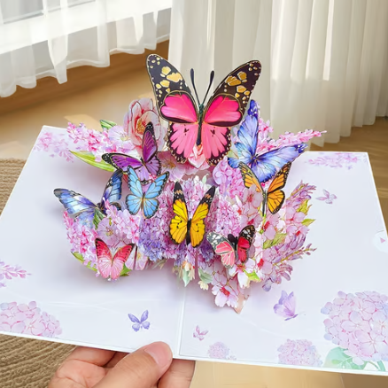 🦋 Vibrant 3D Butterfly & Daisy Pop-Up Greeting Card