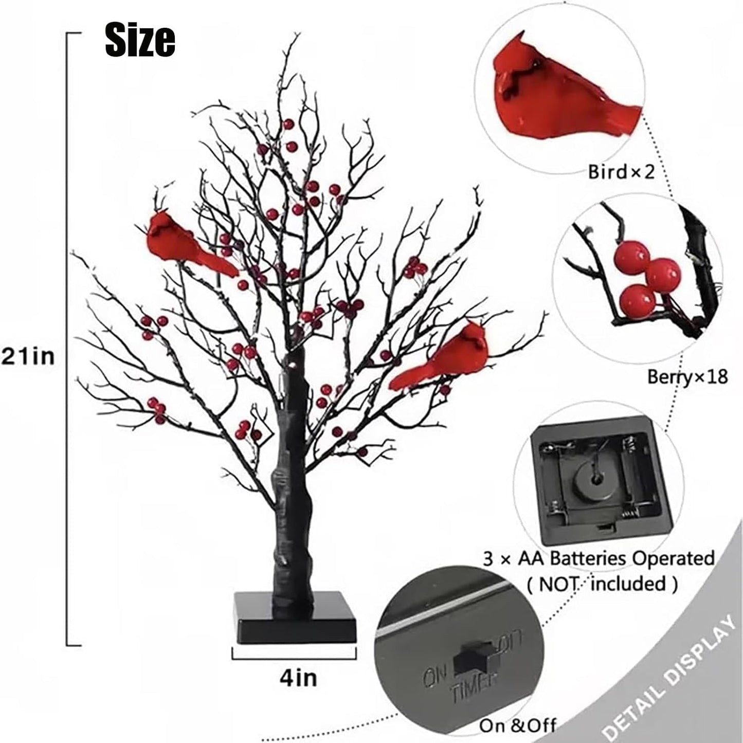 Vintage Glow Cardinal Tree